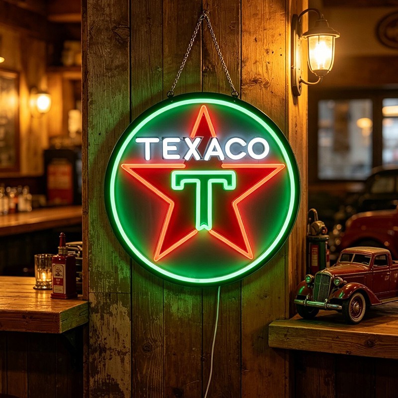 US STOCK Texaco Motor Oil Gasoline LED Neon Sign 16