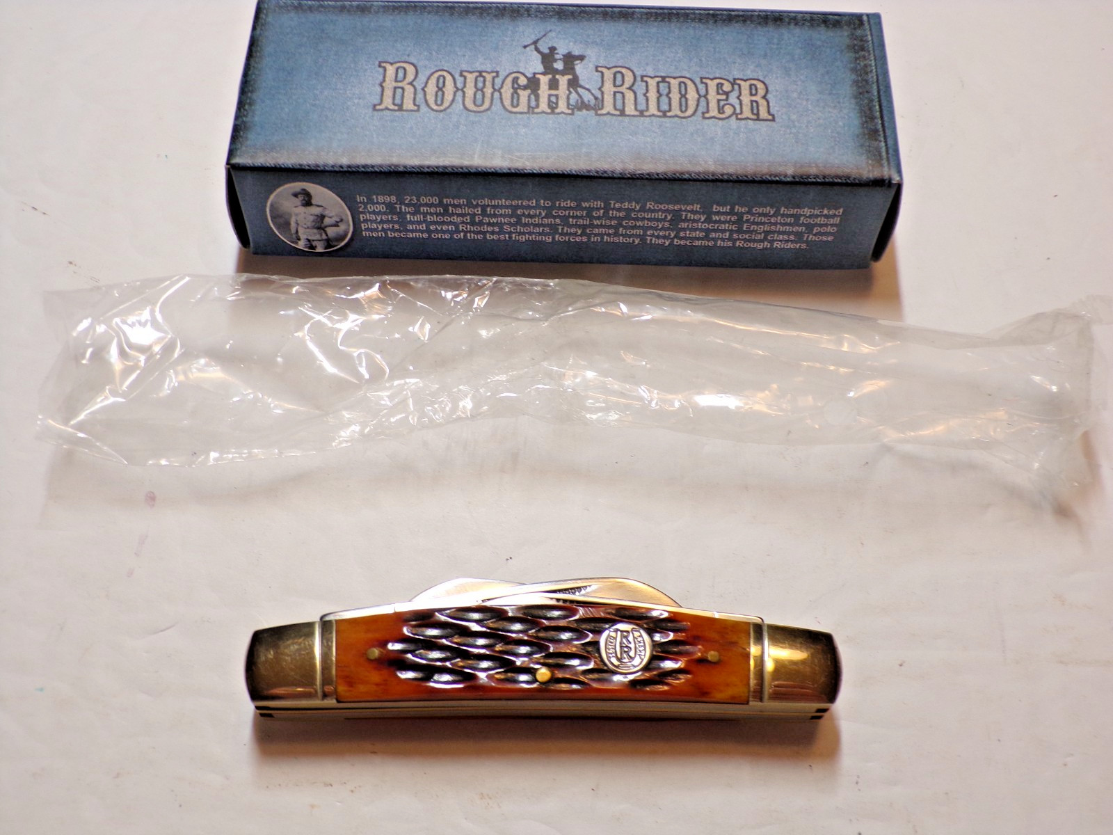Rough Rider RR516  Amber Brown Jigged Bone Handles with 4 Blades-NEW IN BOX