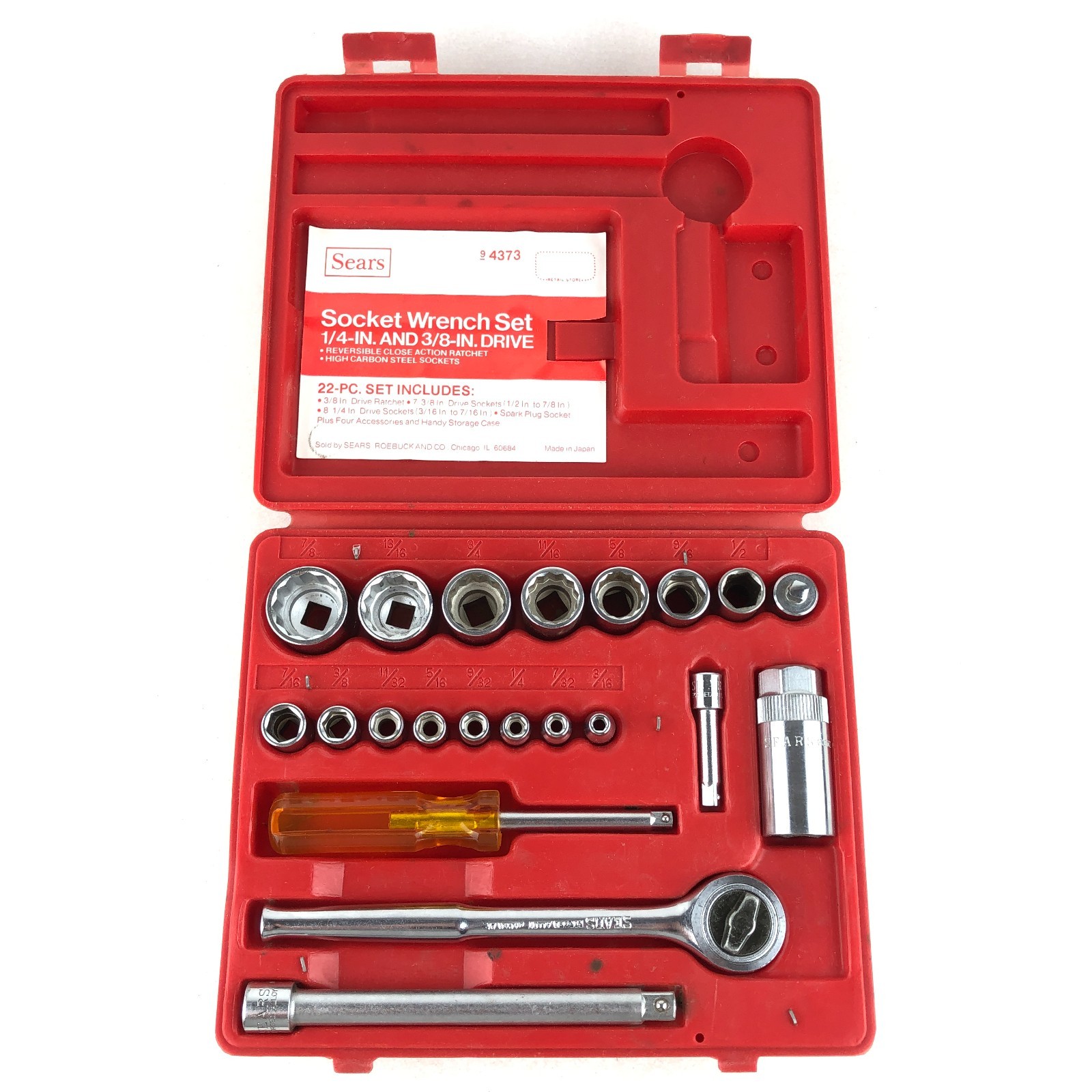 Vintage Sears 22 Piece Ratchet Socket Set 1/4\ Vintage Sears 22 Piece Ratchet Socket Set 1/4\