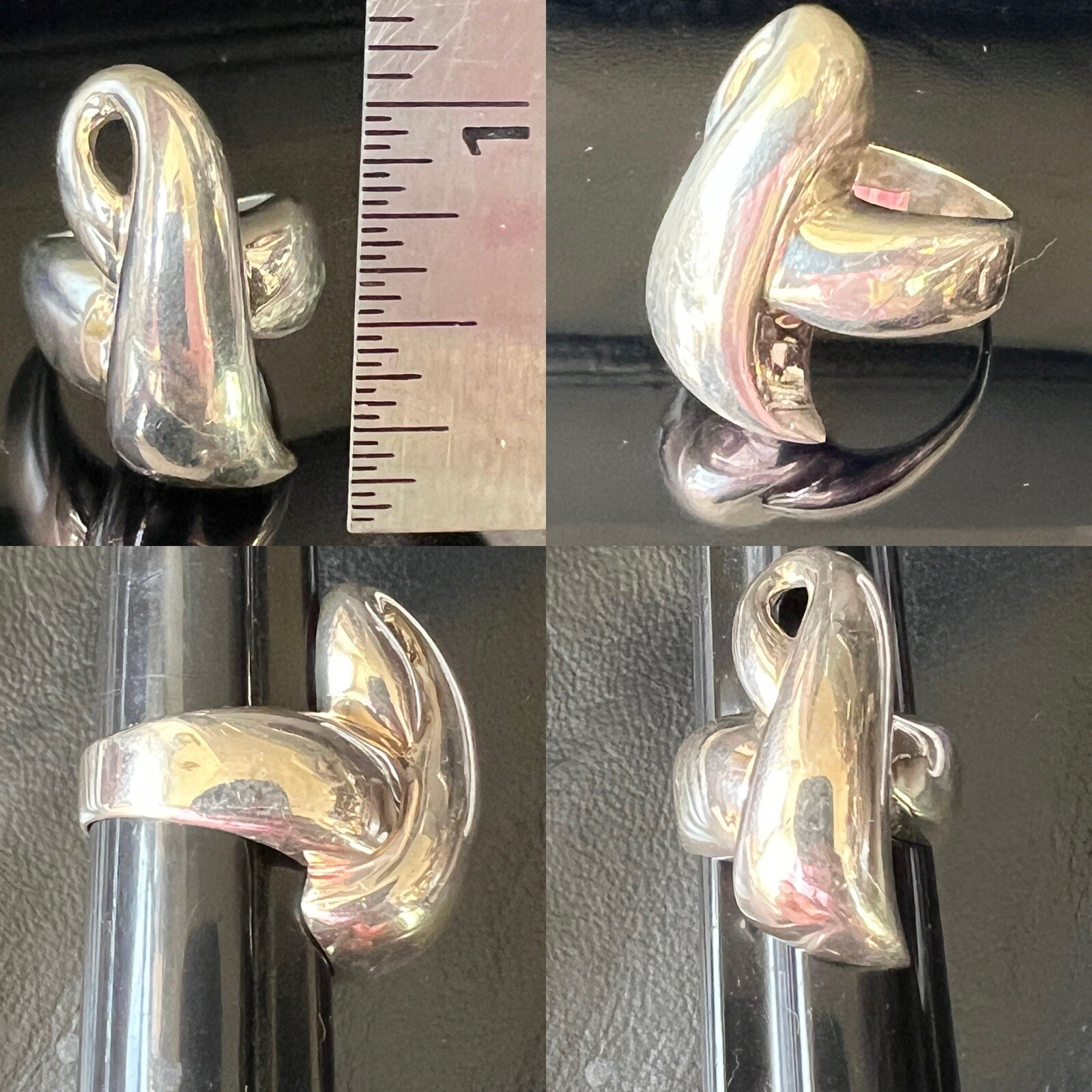 15gr VTG Modernist Charles Krypell Sterling Silver Abstract Elongate Ring Sz 8.5