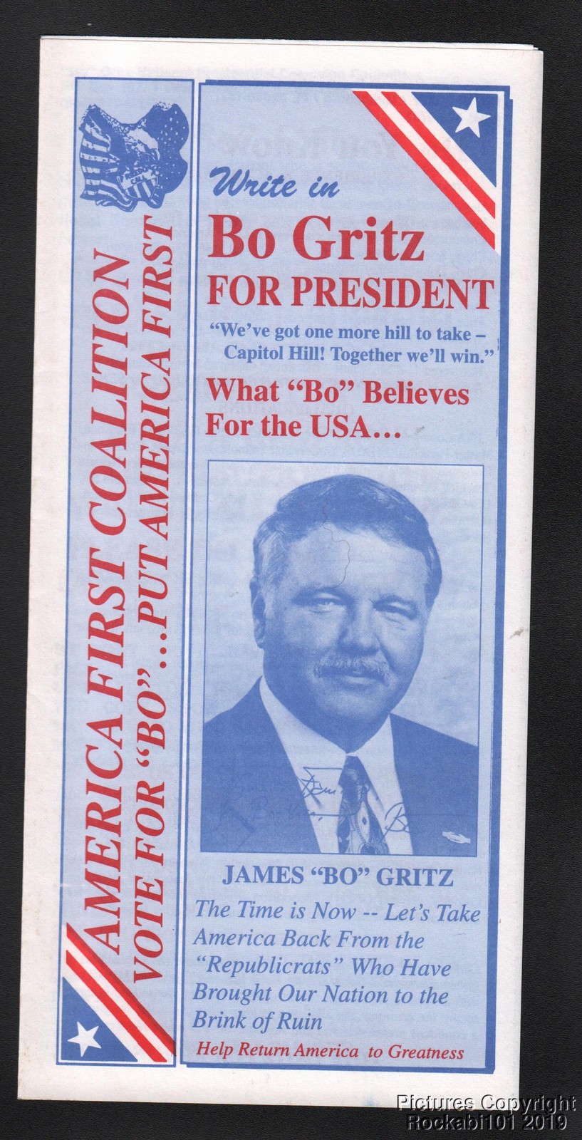 1992 James Bo Gritz for President Populist Party Brochure Listing