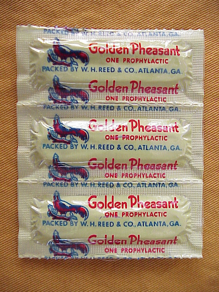 3 NOS VINTAGE GOLDEN PHEASANT CONDOMS / RUBBERS STRIP OF 3, NOT 4 USE 3 NOS VINTAGE GOLDEN PHEASANT CONDOMS / RUBBERS STRIP OF 3, NOT 4 USE