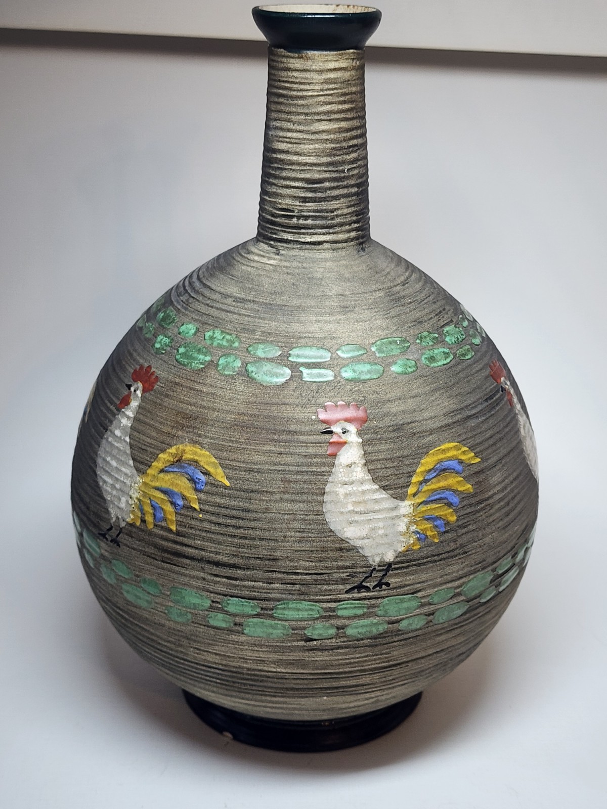 Antique Julius Dressler Austria Hand Painted Rooster Vase, Unusual 9