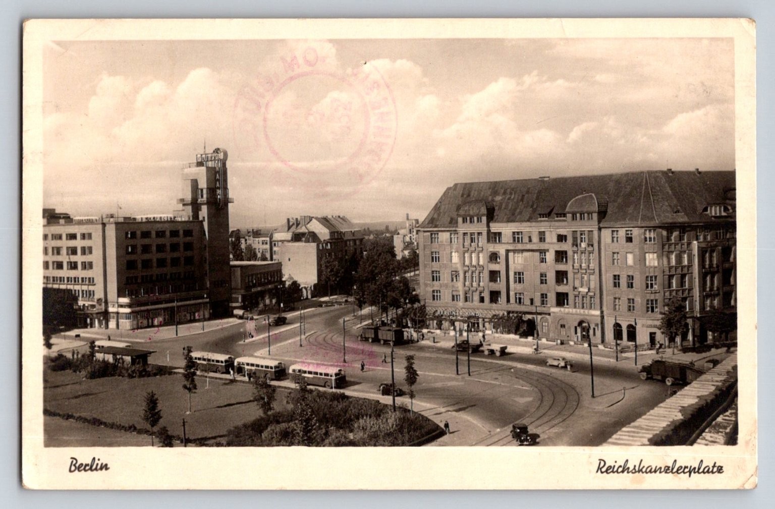 Vintage 1939 Berlin Reichskanzlerplatz Germany Street Scene Postcard RPPC