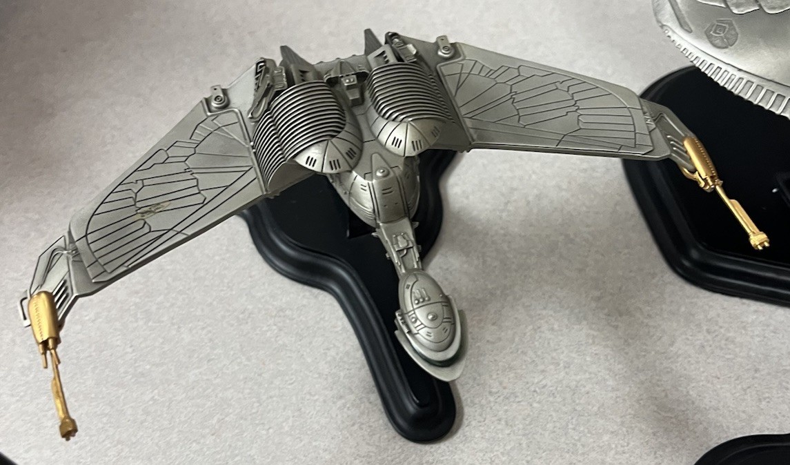 1991  Star Trek Franklin Mint Klingon Cruiser Bird Of Prey Pewter w/ Stand