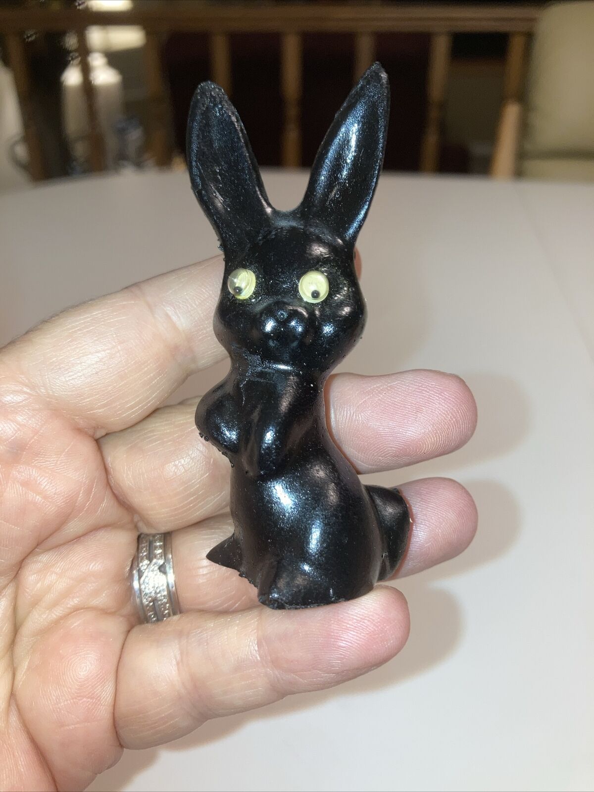 Small Rabbit Figurine Handcrafted From Coal - Unique