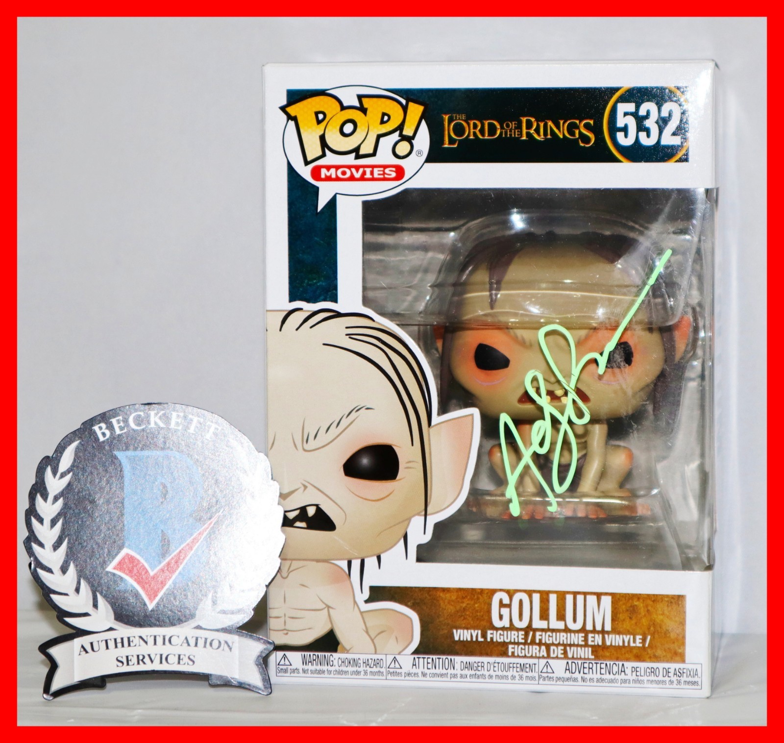 𓏌🧙‍ Andy Serkis Signed Autographed Gollum Lord Of The Rings Funko Pop Beckett