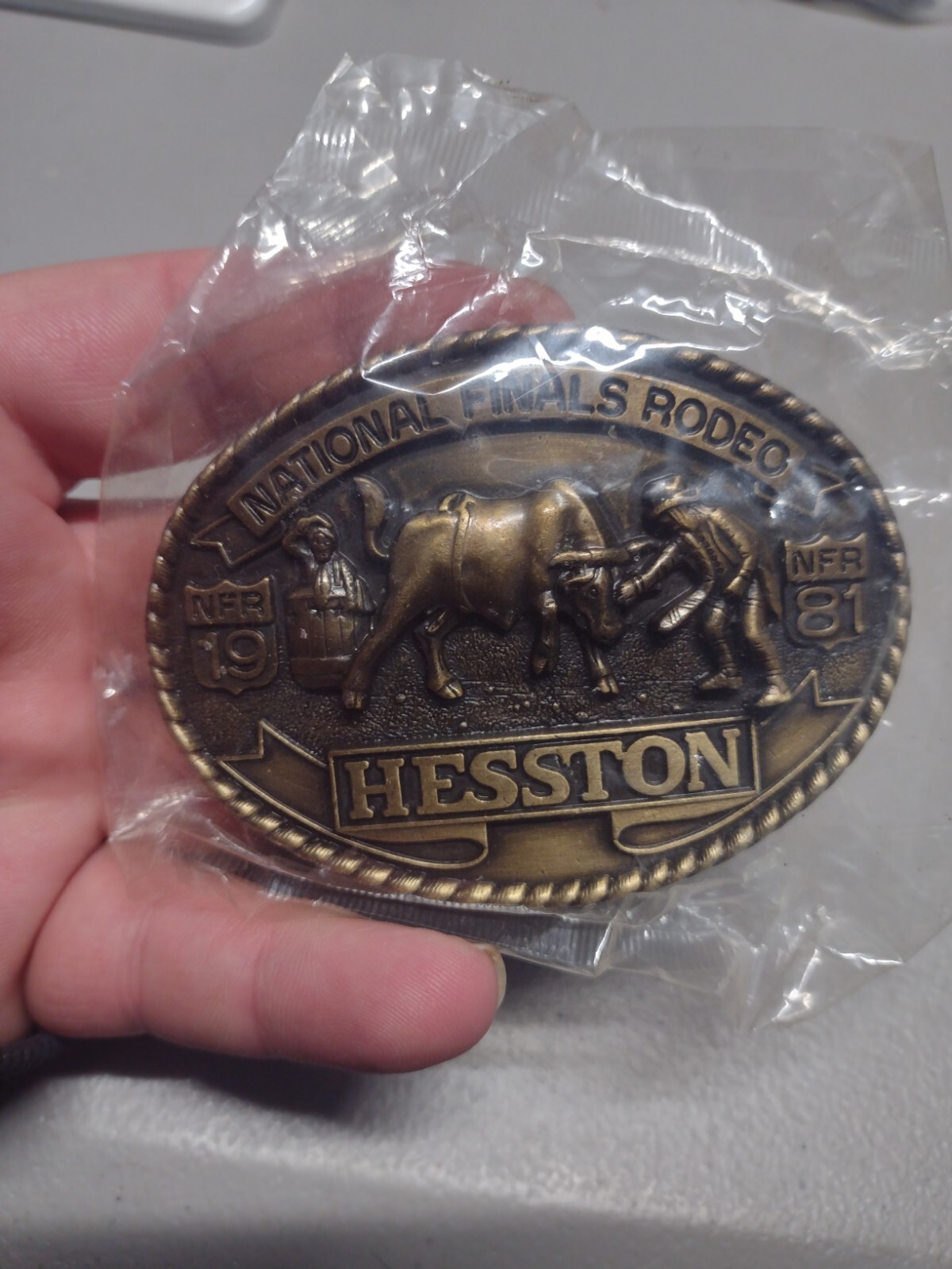 Vintage 1981 Hesston National Finals Rodeo Belt Buckle - NOS/SEALED......