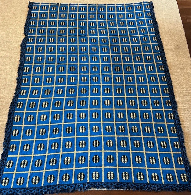 Vintage RETRO 1960/70s Tetem Car Blanket Dutch Blue Single Bed FULL 83\