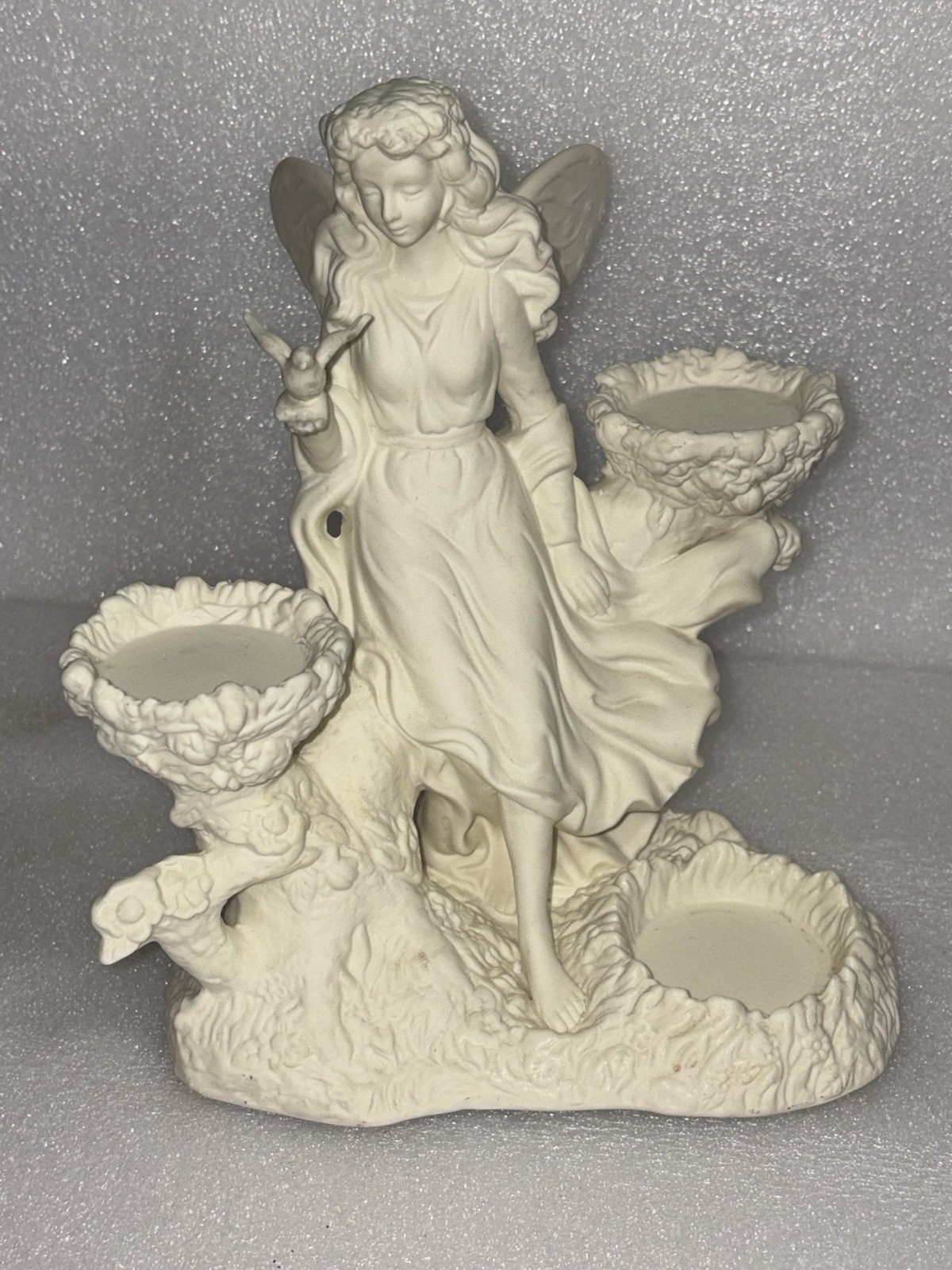 Partylite Ariana\'s Garden 3 Tea-light Ceramic Candle Holder Angel Fairy Partylite Ariana\'s Garden 3 Tea-light Ceramic Candle Holder Angel Fairy