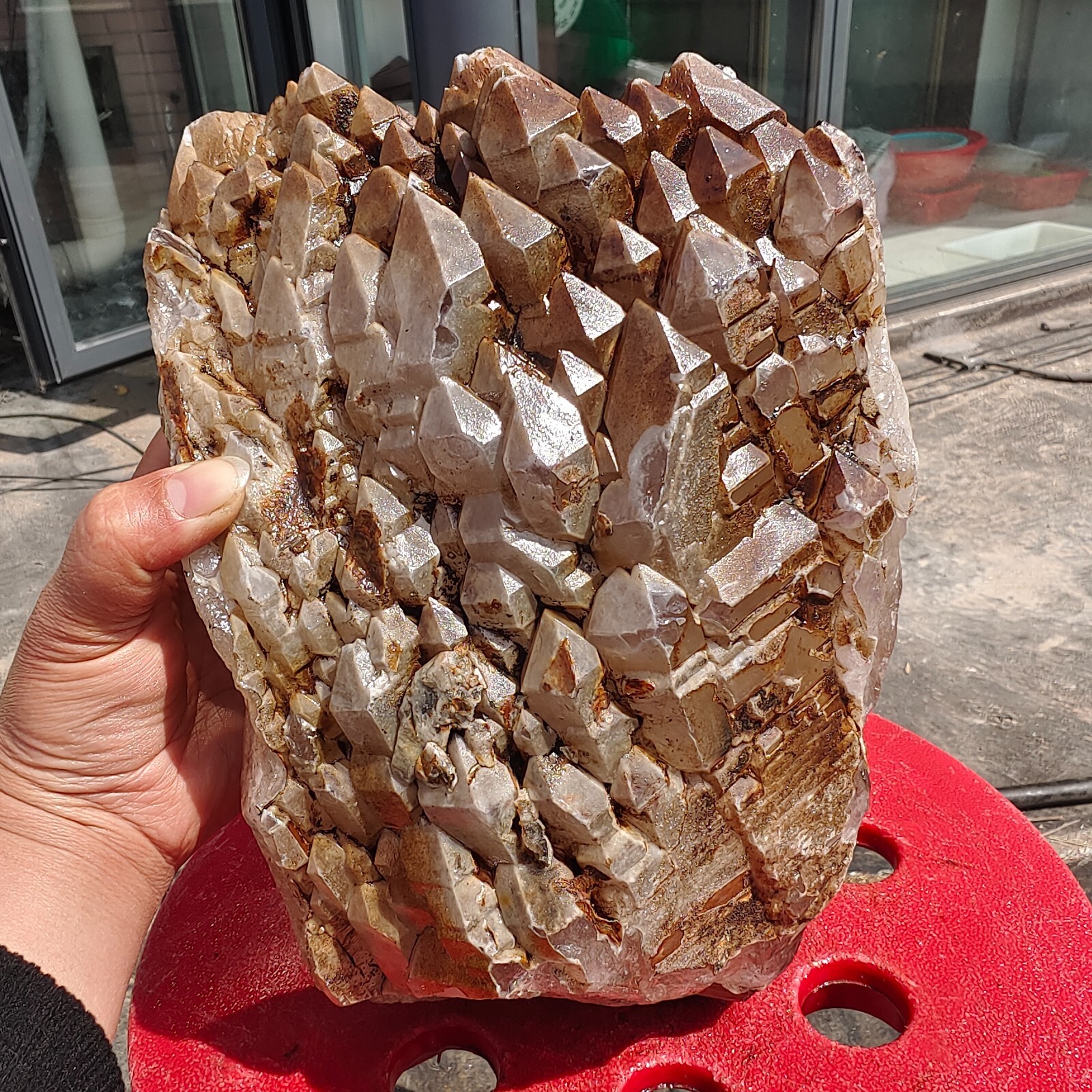 17.1LB Natural Rare smoky skeleton Quartz Crystal Cluster Specimen healing A961