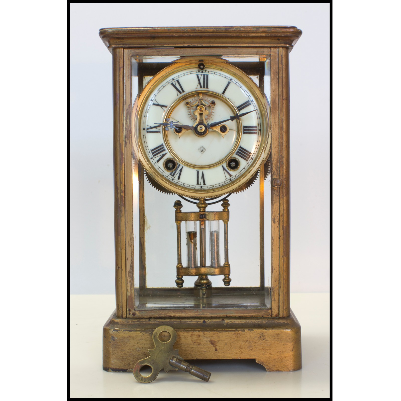 Ansonia Crystal Regulator Mantel Clock Antique Vintage Early 1900s Running Chime Ansonia Crystal Regulator Mantel Clock Antique Vintage Early 1900s Running Chime