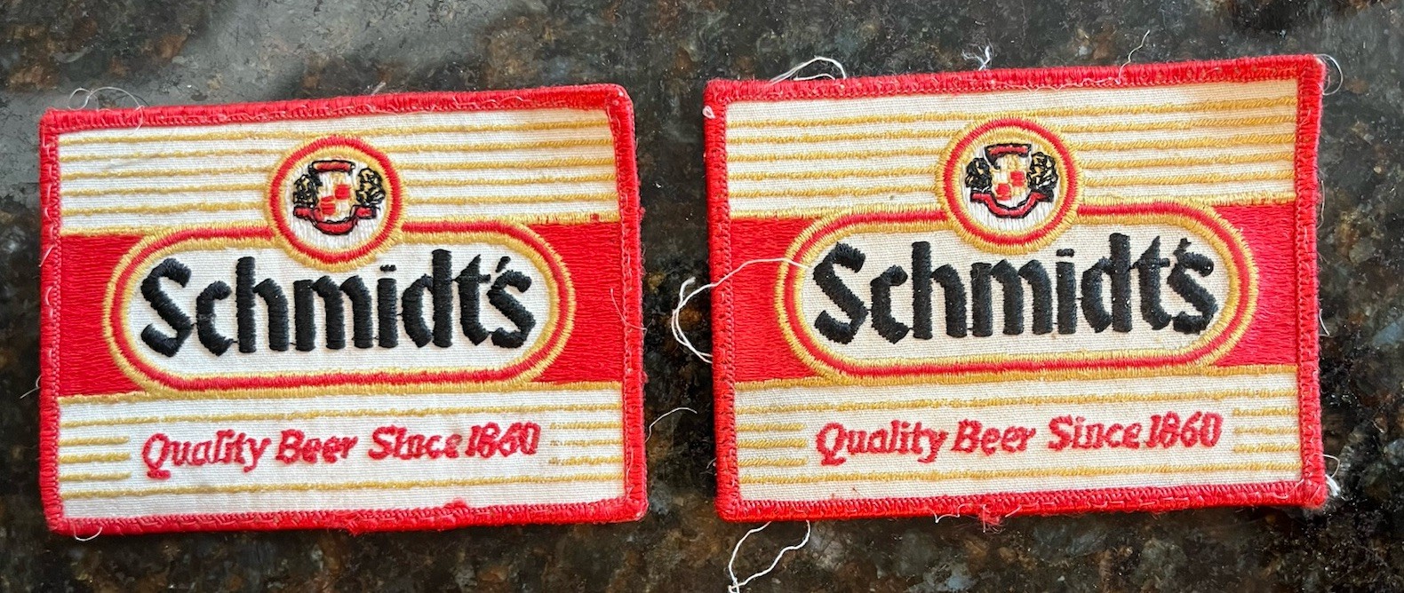 Vintage Schmidt\'s Since 1860 Brewing Beer Distributor Cloth Patch Lot Of 2