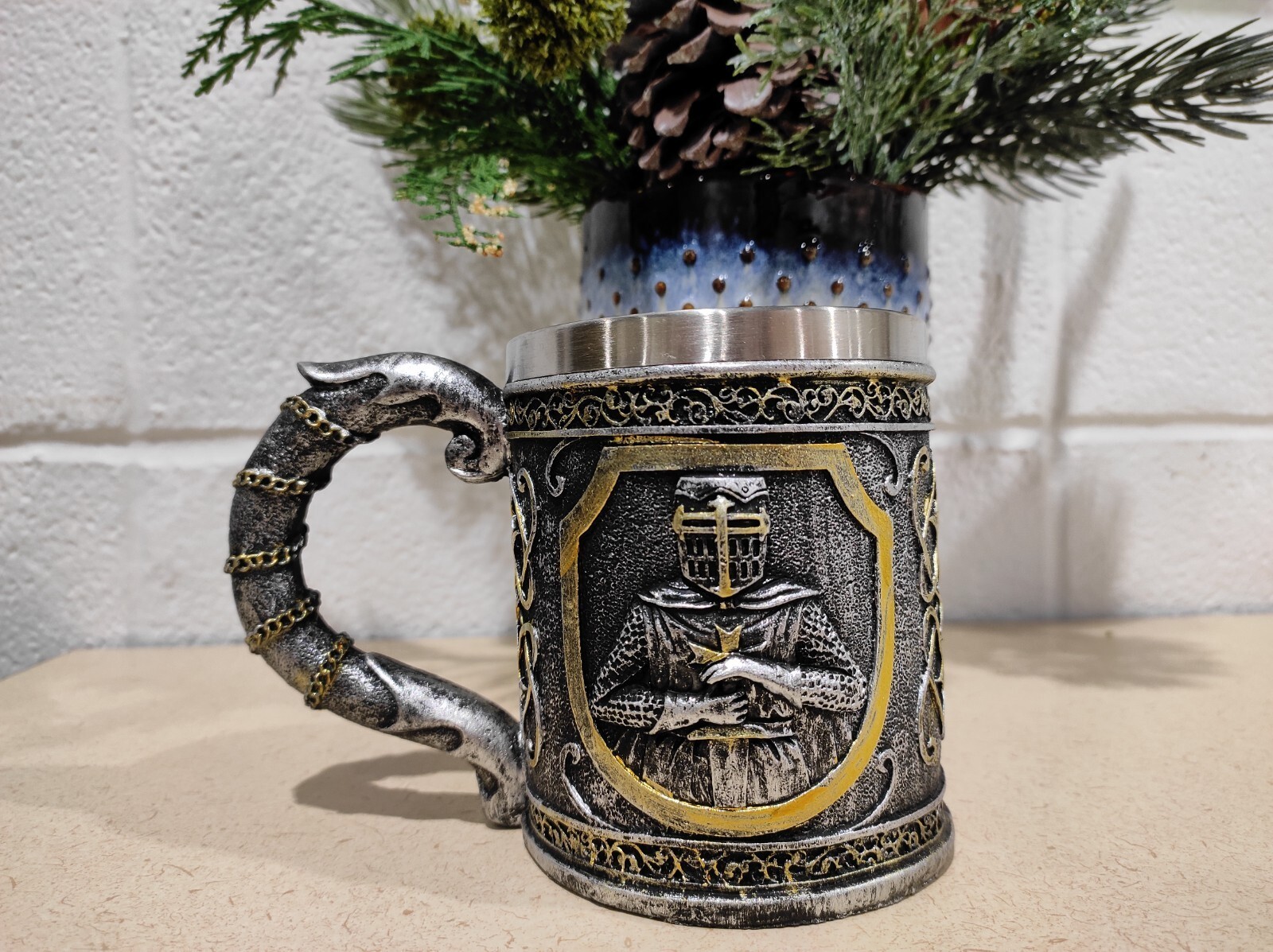 Ebros Medieval Crusader Knight Of The Cross Mug Armor Suit Large Tankard Mug Ebros Medieval Crusader Knight Of The Cross Mug Armor Suit Large Tankard Mug