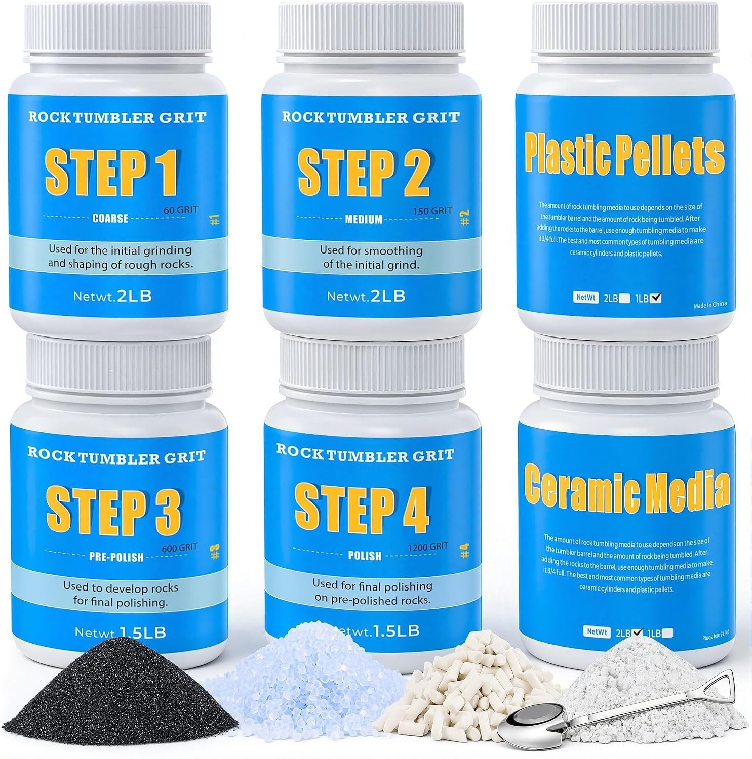 10LB Rock Tumbler Grit Kit: 4-Step Polish & Dual Media for Glossy Gems 10LB Rock Tumbler Grit Kit: 4-Step Polish & Dual Media for Glossy Gems
