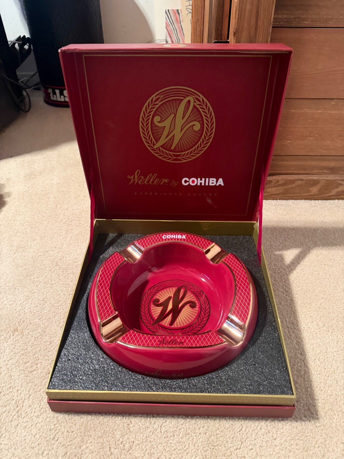 Weller Antique 107 Red Cohiba Ashtray Cigar Ash Tray Bourbon Buffalo Trace Pappy