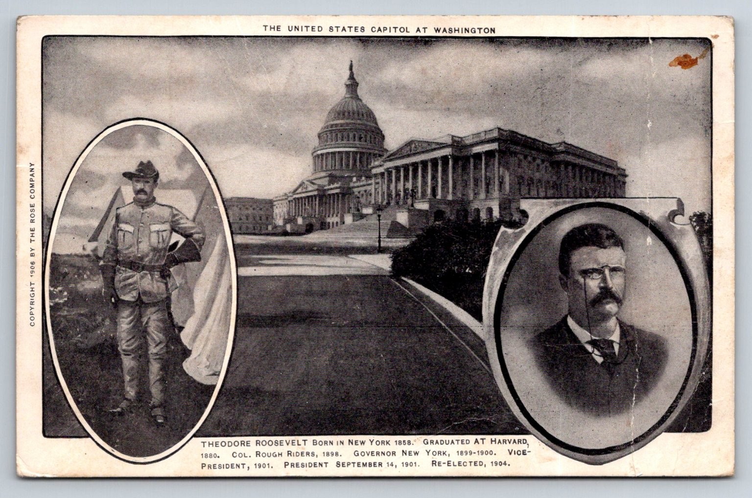 1906 Theodore Roosevelt US Capitol Washington DC Rough Rider Postcard