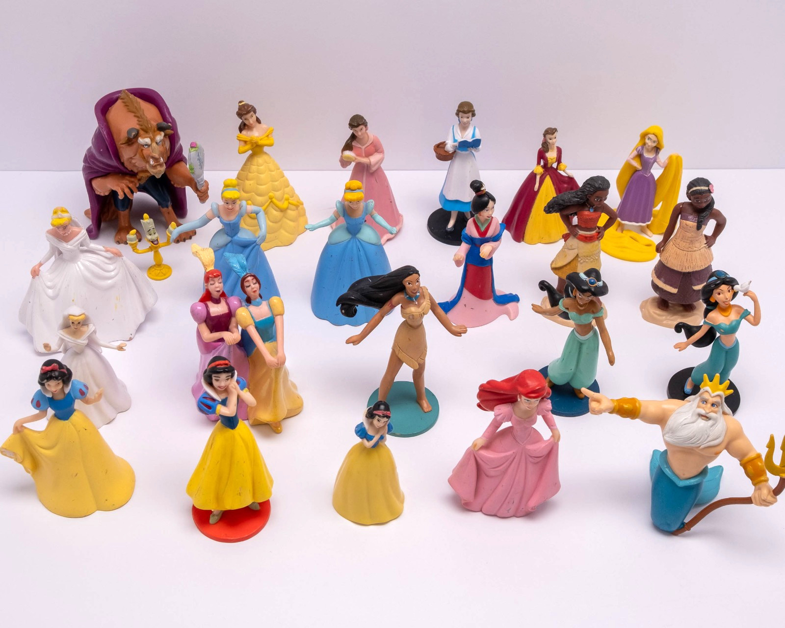 Disney Princess PVC Cake Topper Figure Lot 24 Belle Ariel Moana Beast Triton