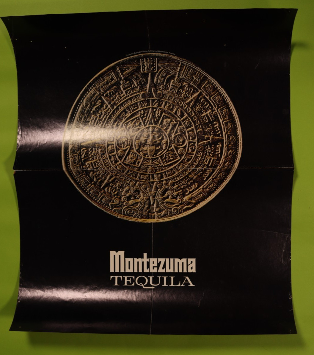 Vintage 1974 Montezuma Tequila Aztec Calender Poster 17\