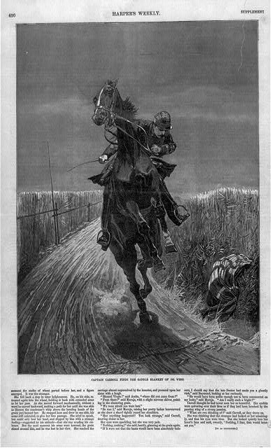 Photo:Captain Carroll finds,saddle blanket,Dr West,soldiers,horseback,R