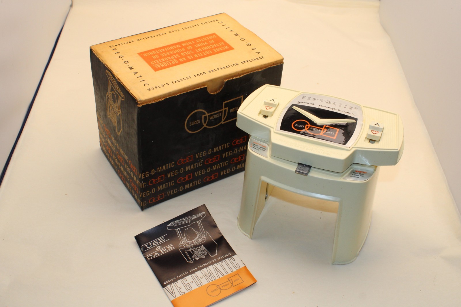 Vintage 1963 Veg-O-Matic Food Preparer No. 707 Box & Instructions