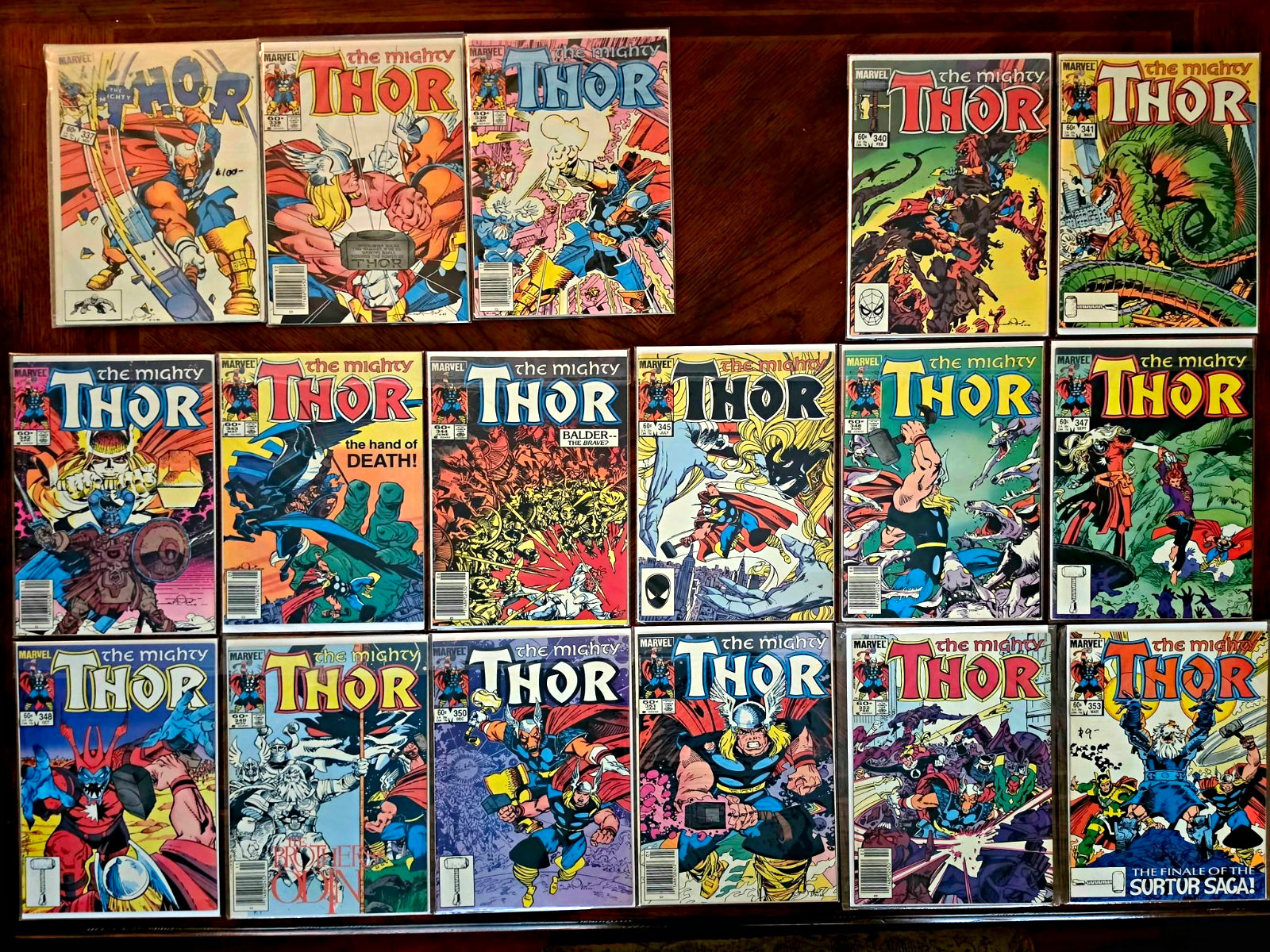 Marvel Comics The Mighty Thor #337-353 Comic Book Lot Newsstand Walter Simonson