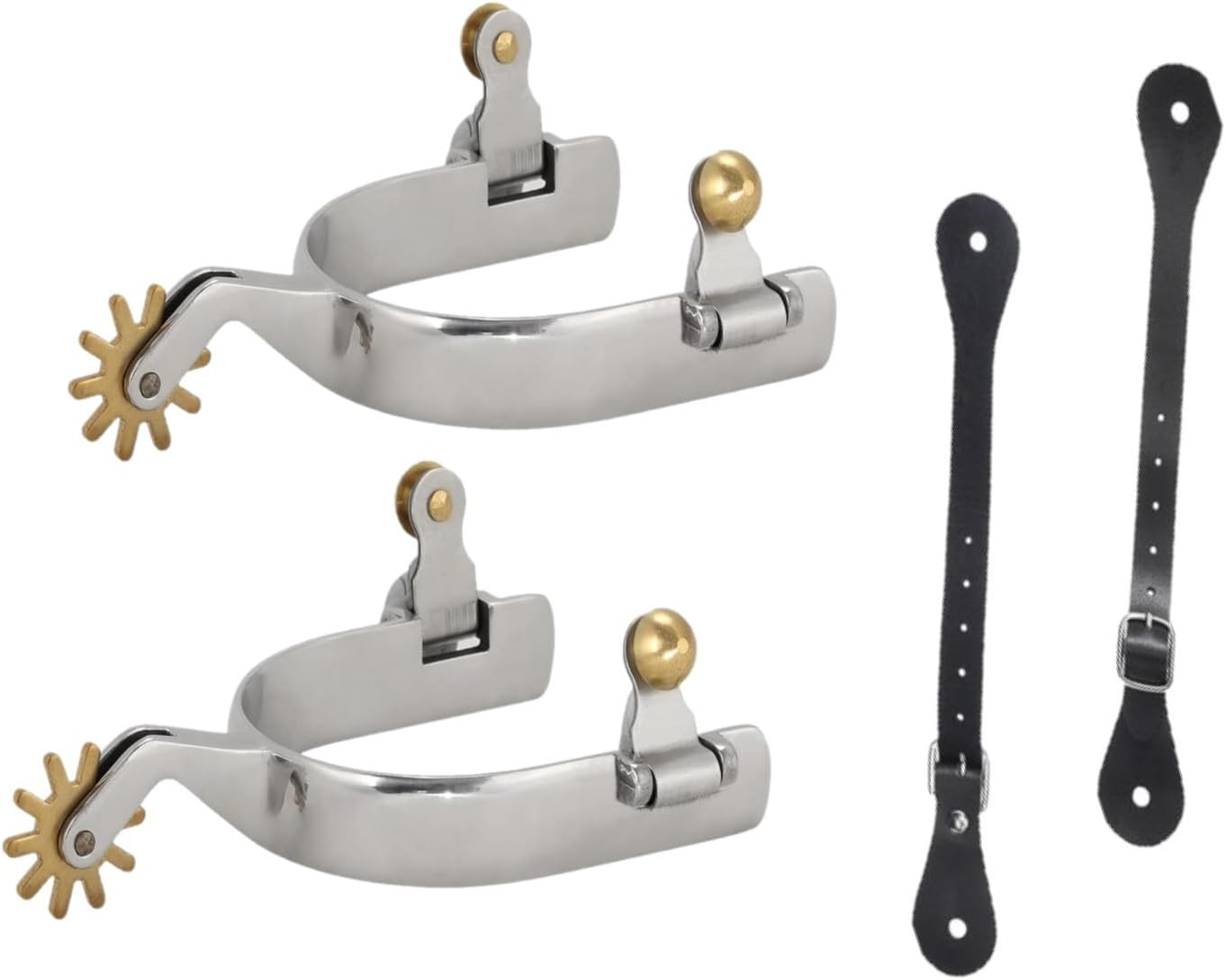Western Cowboy Spurs, Paired with 6 Holes Spurs Belt, Western Cowboy Spurs with