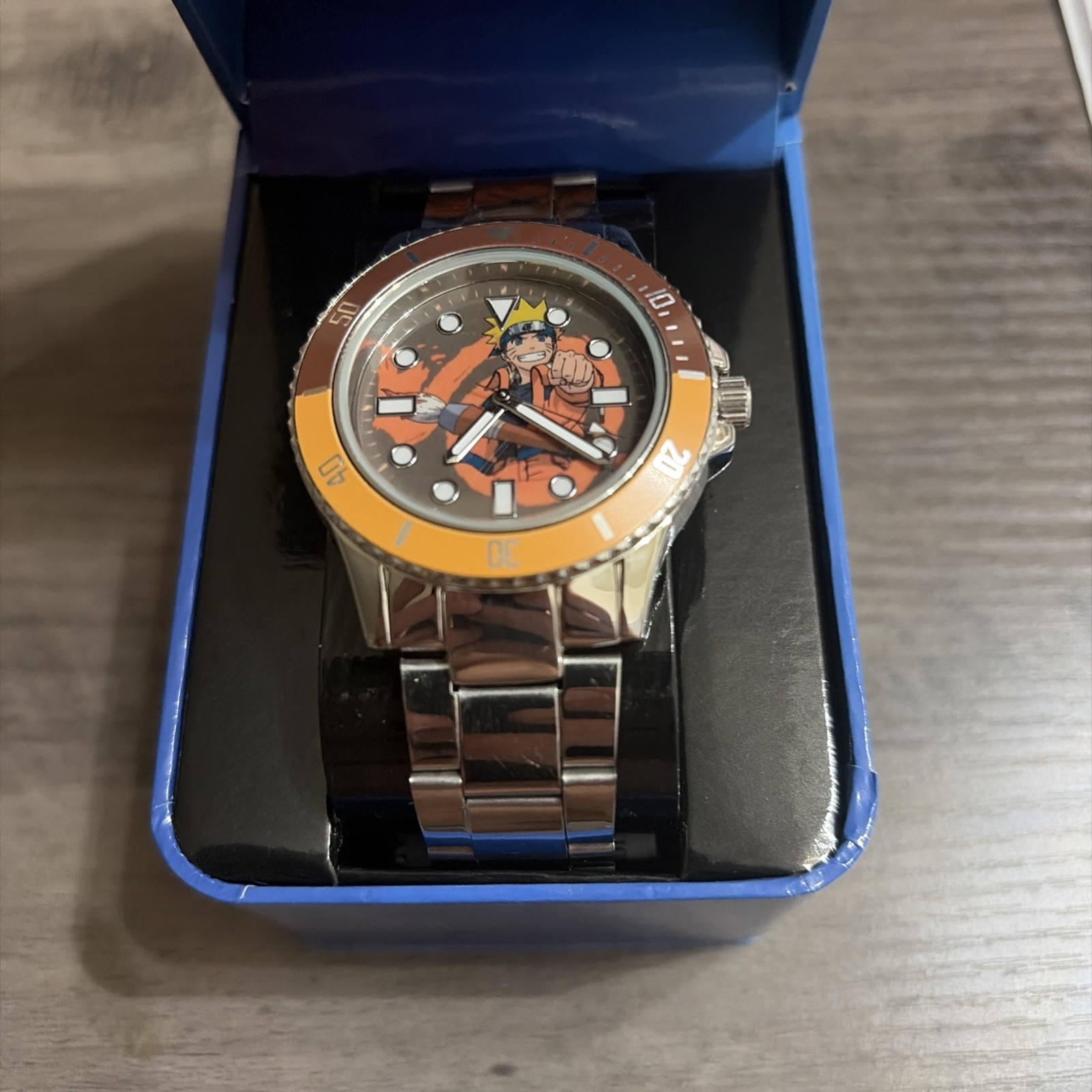Naruto Uzumaki Anime Watch Accutime NAR8004AZ Silver Metal Band Orange New Box
