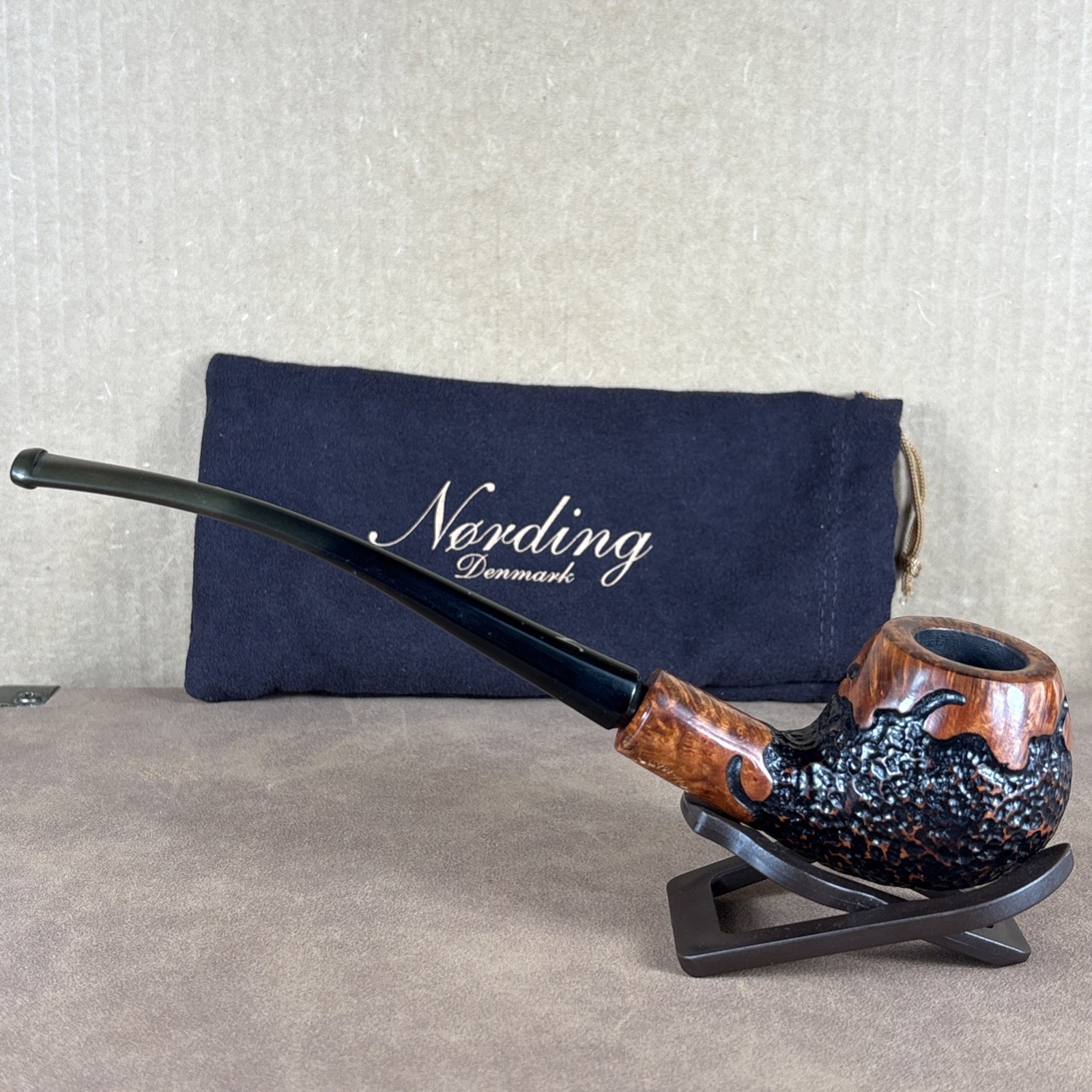 Erik Nording Partially Rusticated Churchwarden Estate Tobacco Pipe Denmark Erik Nording Partially Rusticated Churchwarden Estate Tobacco Pipe Denmark