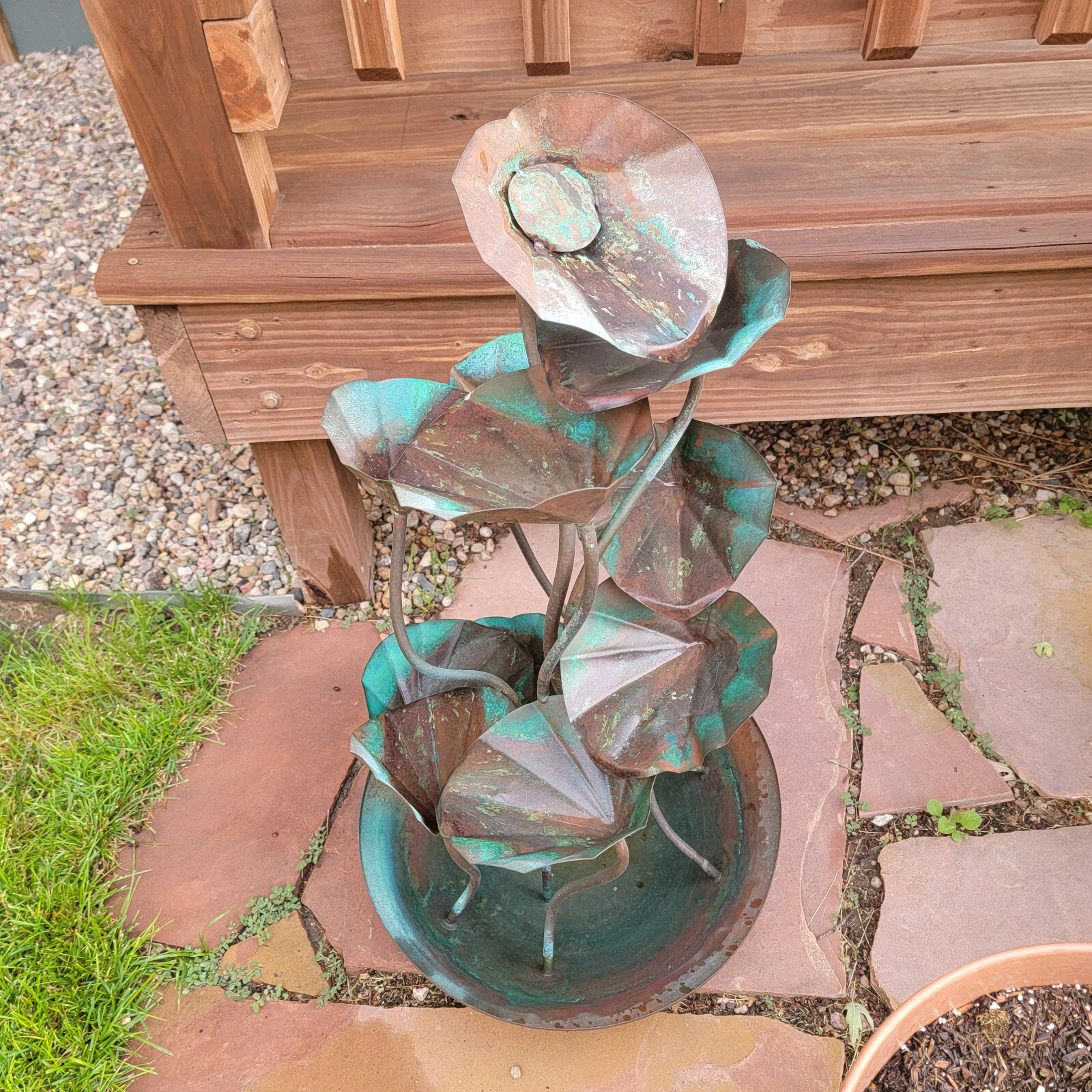 Vintage Copper Fountain 1995 R. Marquez Design. 3' Tall, 18 Vintage Copper Fountain 1995 R. Marquez Design. 3' Tall, 18