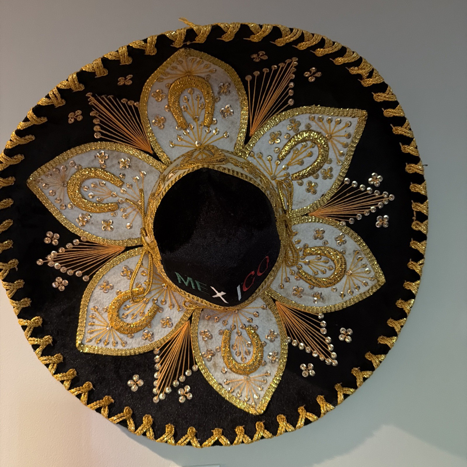 Authentic Sombrero Mariachi Mexican Hat Black Velvet Gold Trim Sombreros Gonzale