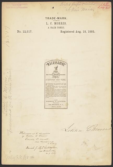 [Trademark registration by L. C. Morris for \