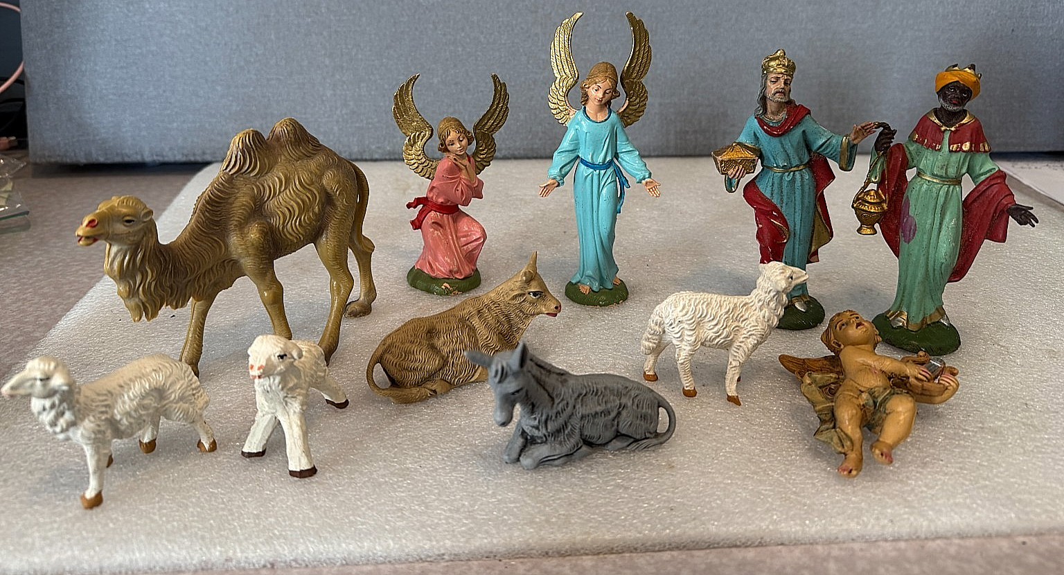 Vtg  60’s Italian Nativity Set Of 10 Manger Figures Made In Italy Hand Painted