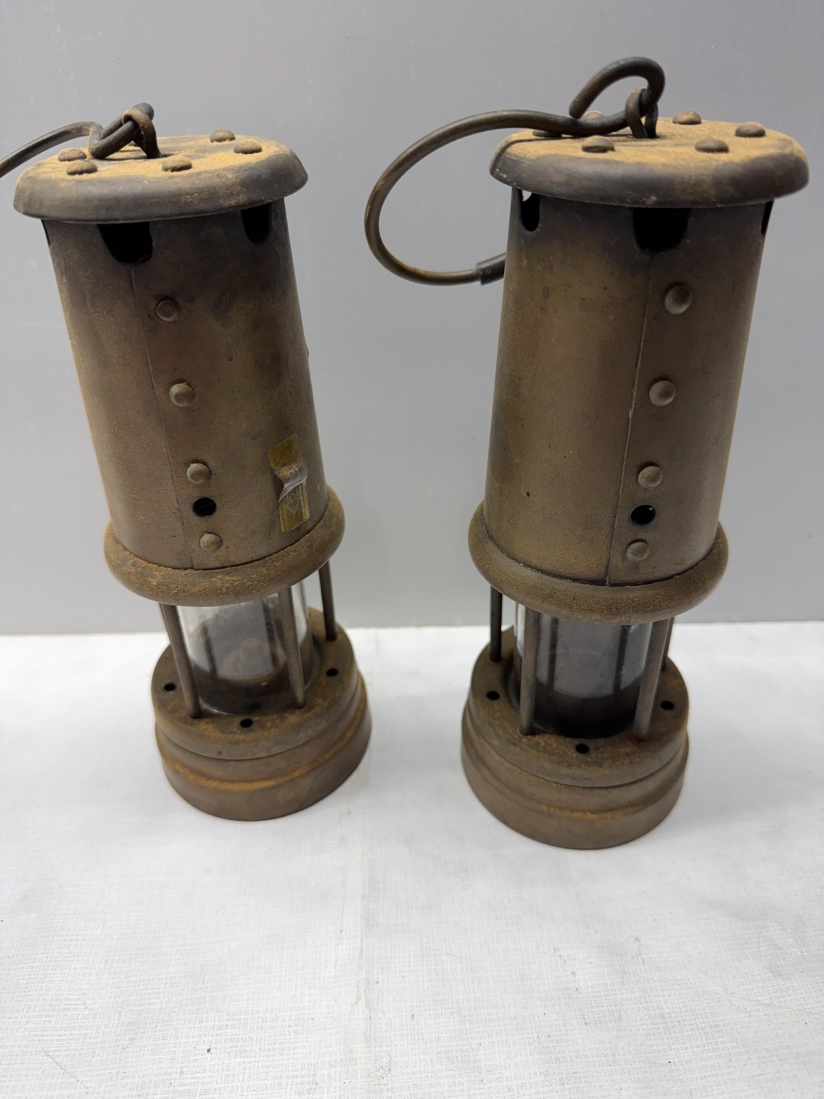 a PAIR British Coal Mining Company Welsh Miners Lamps/ Lantern Wales U.K a PAIR British Coal Mining Company Welsh Miners Lamps/ Lantern Wales U.K