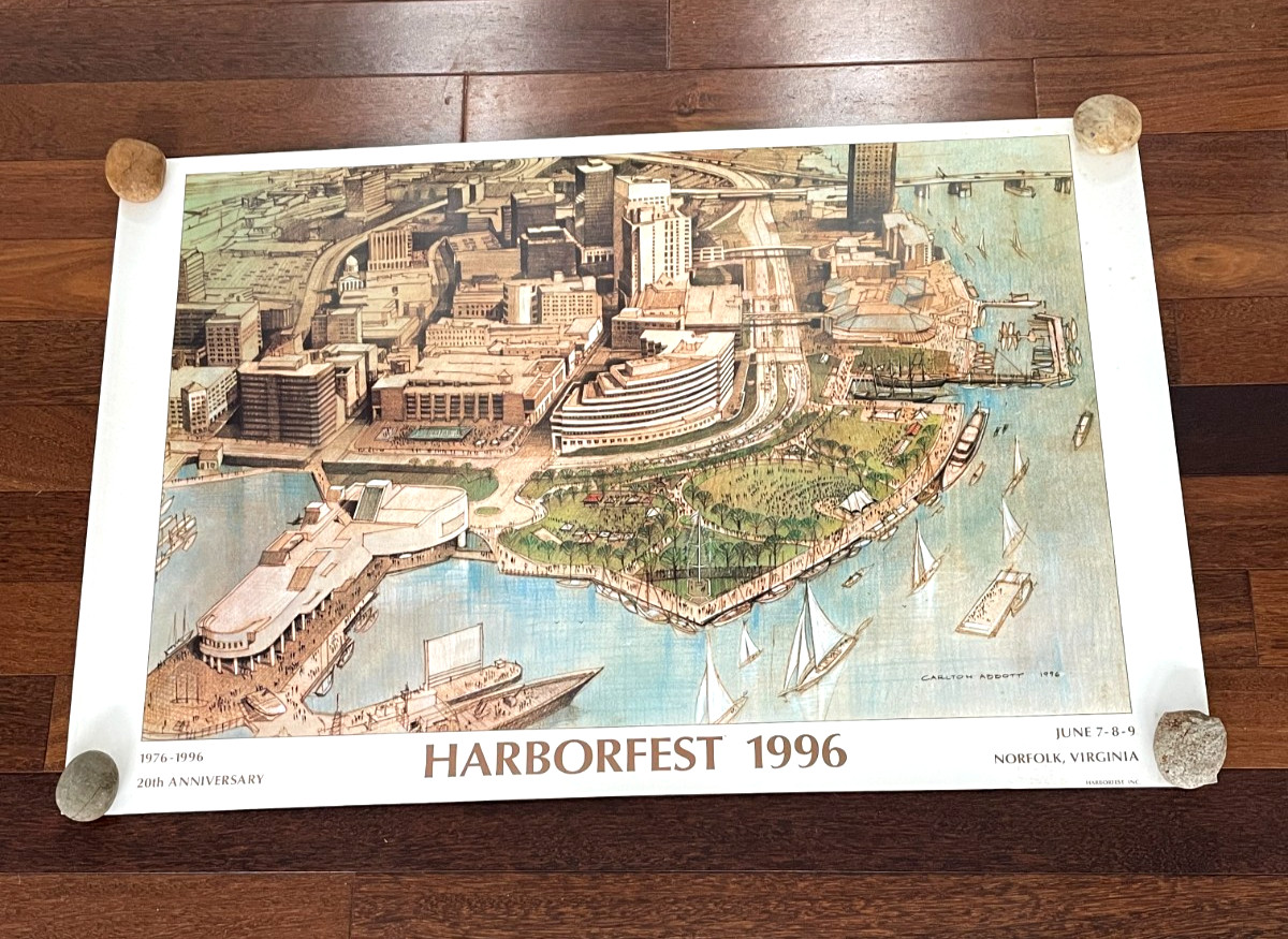 NORFOLK, VA 1996 VINTAGE HARBORFEST 20th ANNIVERSARY POSTER 34\