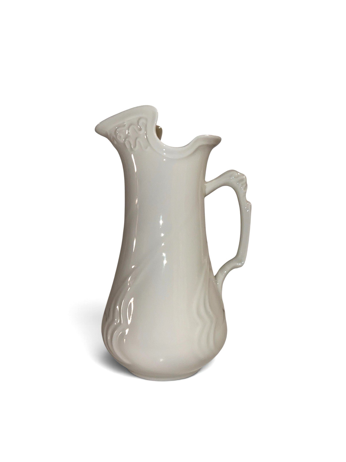 Vintage I Godinger & Co Ivory Porcelain Pitcher Creamer Syrup Embossed Swirls 7\