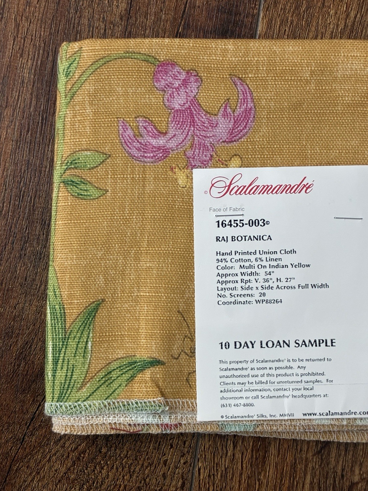 1 Scalamandre fabrics -RAJ BOTÁNICA-Hand Printed -Multi On Indian-26” X 26
