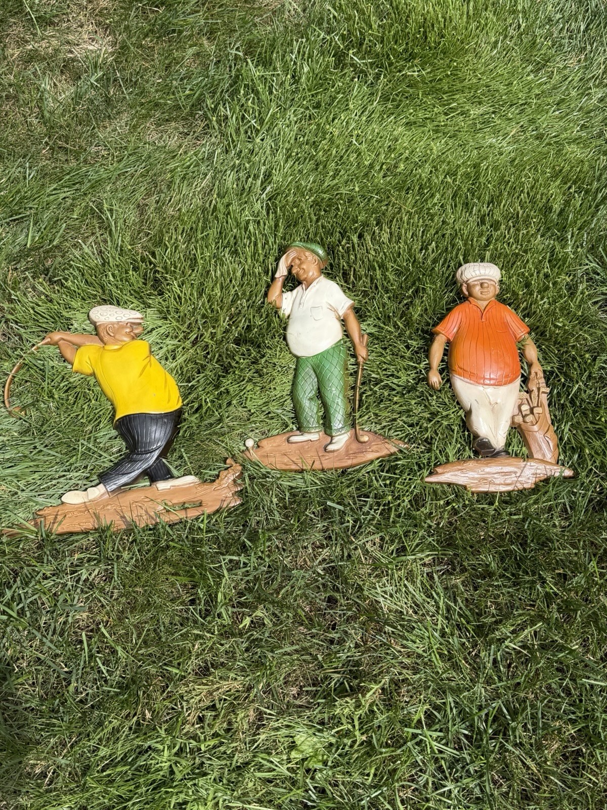 Vtg 1967 Sexton Retired Golfers Set Painted Cast Metal Wall Hanging Mid Century