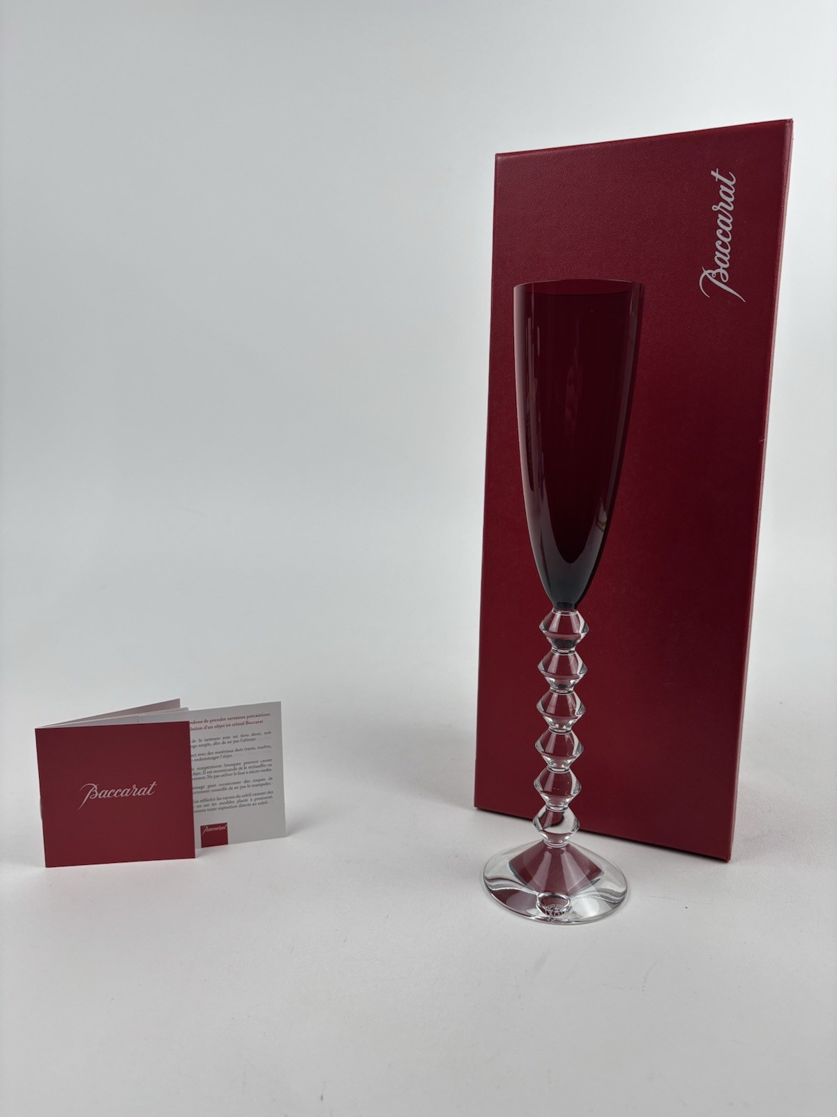 Baccarat Vega Flutissimo 11.5” Crystal Ruby Red Wine Glass Includes Box - France