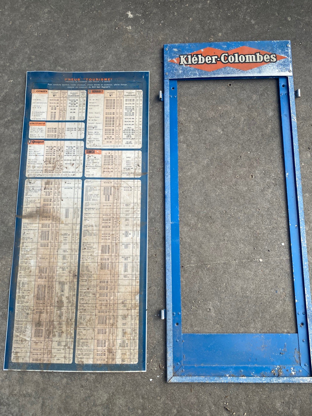 Vintage French Tyre Pressure Sign plastic & display frame Man Cave advertising Vintage French Tyre Pressure Sign plastic & display frame Man Cave advertising