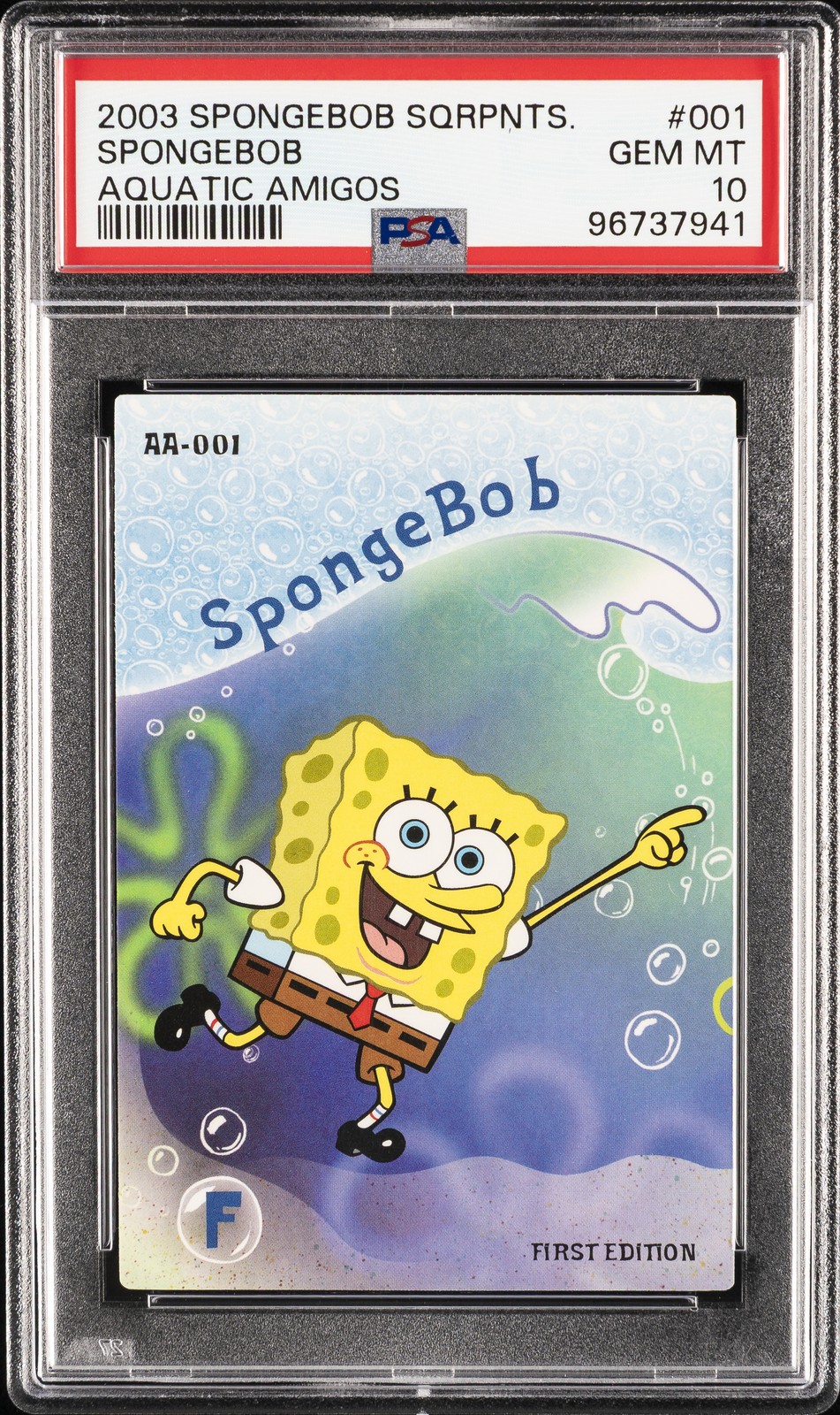 2003 UD SPONGEBOB SQUAREPANTS AQUATIC AMIGOS #001 SPONGEBOB PSA 10