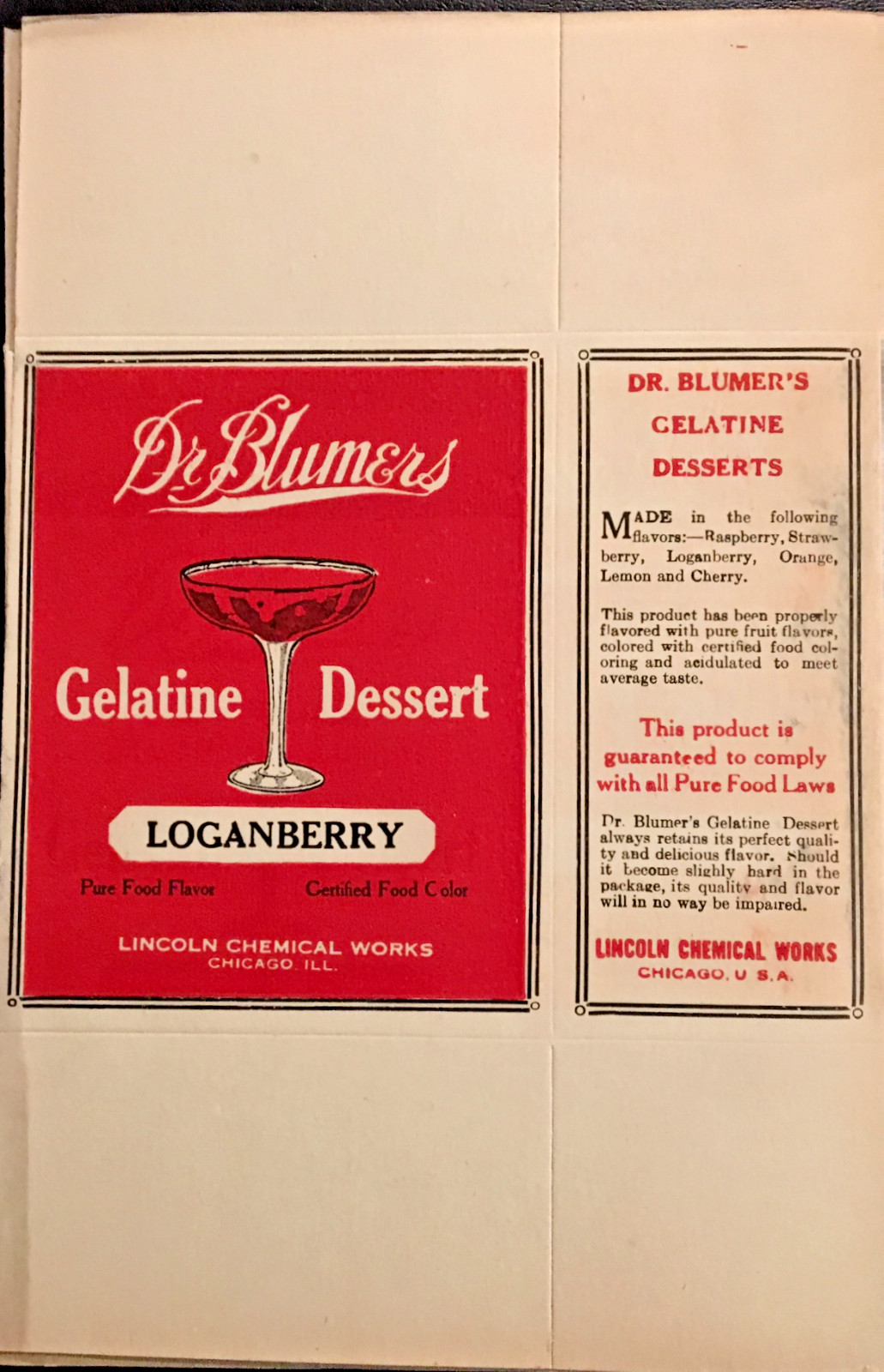1910 Dr Blumers Gelatine Dessert Box (LOGANBERRY)  \