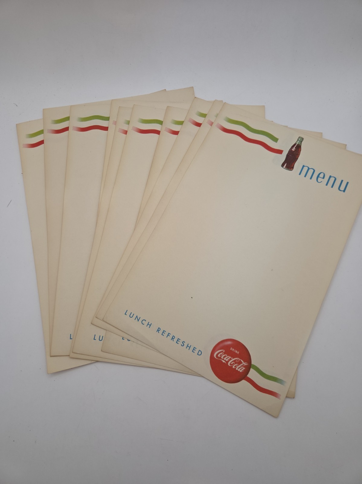 Lot Of 10-Vintage 1940\'s Coca-Cola Advertising Menu Sheets