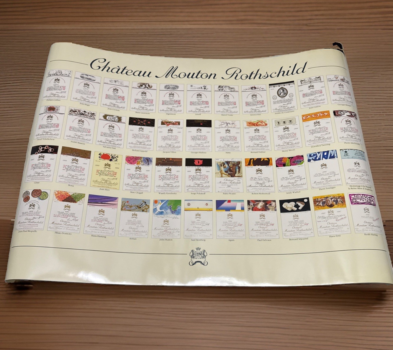 Chateau Mouton Rothschild Rothschild Etiquette Label Poster 1945 Vtg Original Chateau Mouton Rothschild Rothschild Etiquette Label Poster 1945 Vtg Original