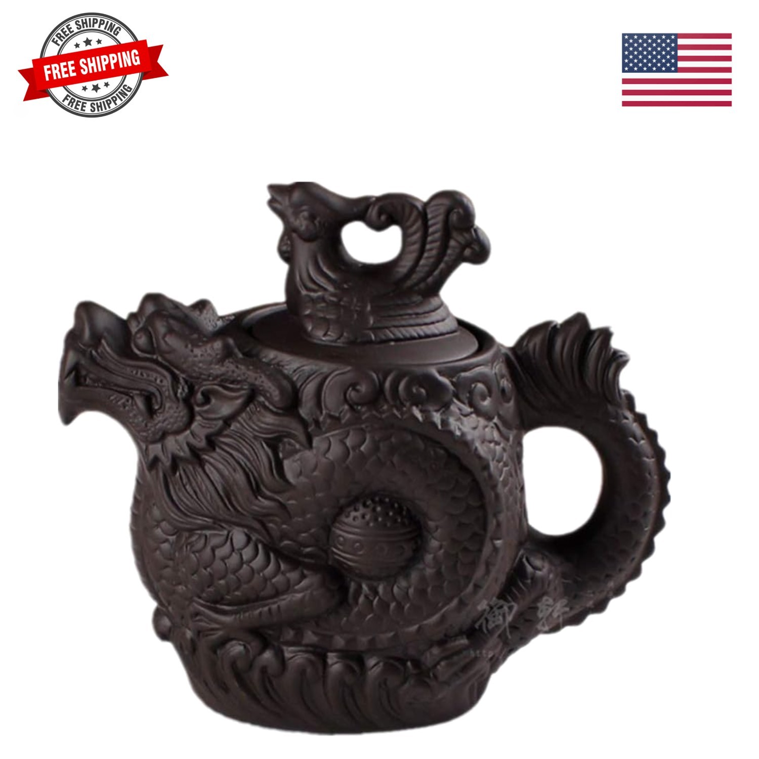 Authentic Yixing Teapot Dragon and Phoenix Tea Pot Big Capacity Purple Clay T... Authentic Yixing Teapot Dragon and Phoenix Tea Pot Big Capacity Purple Clay T...
