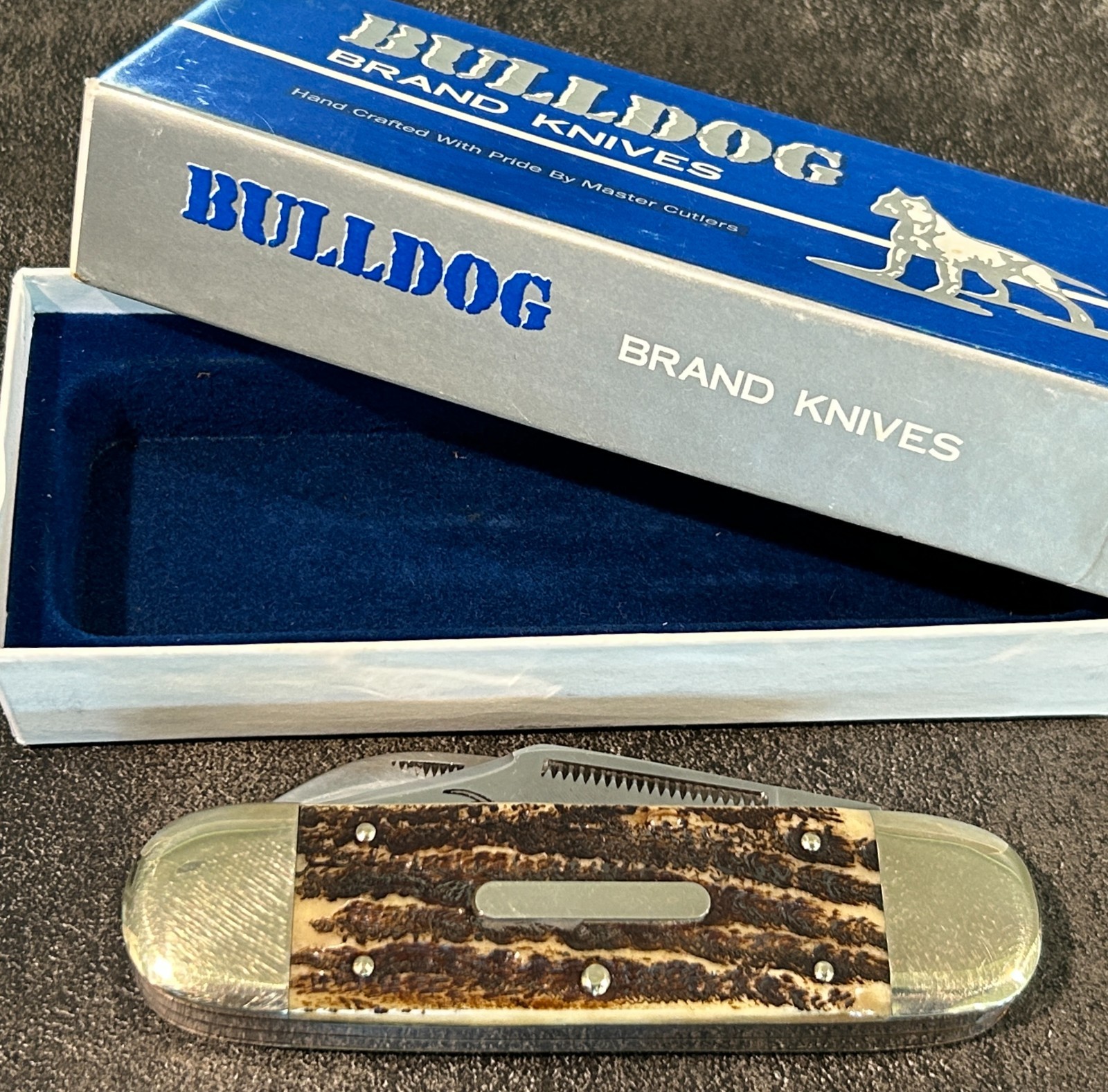 Vintage BULLDOG 5th Gen Whitetail Stag Elephant Toe Knife Todd Reed Solingen Box Vintage BULLDOG 5th Gen Whitetail Stag Elephant Toe Knife Todd Reed Solingen Box