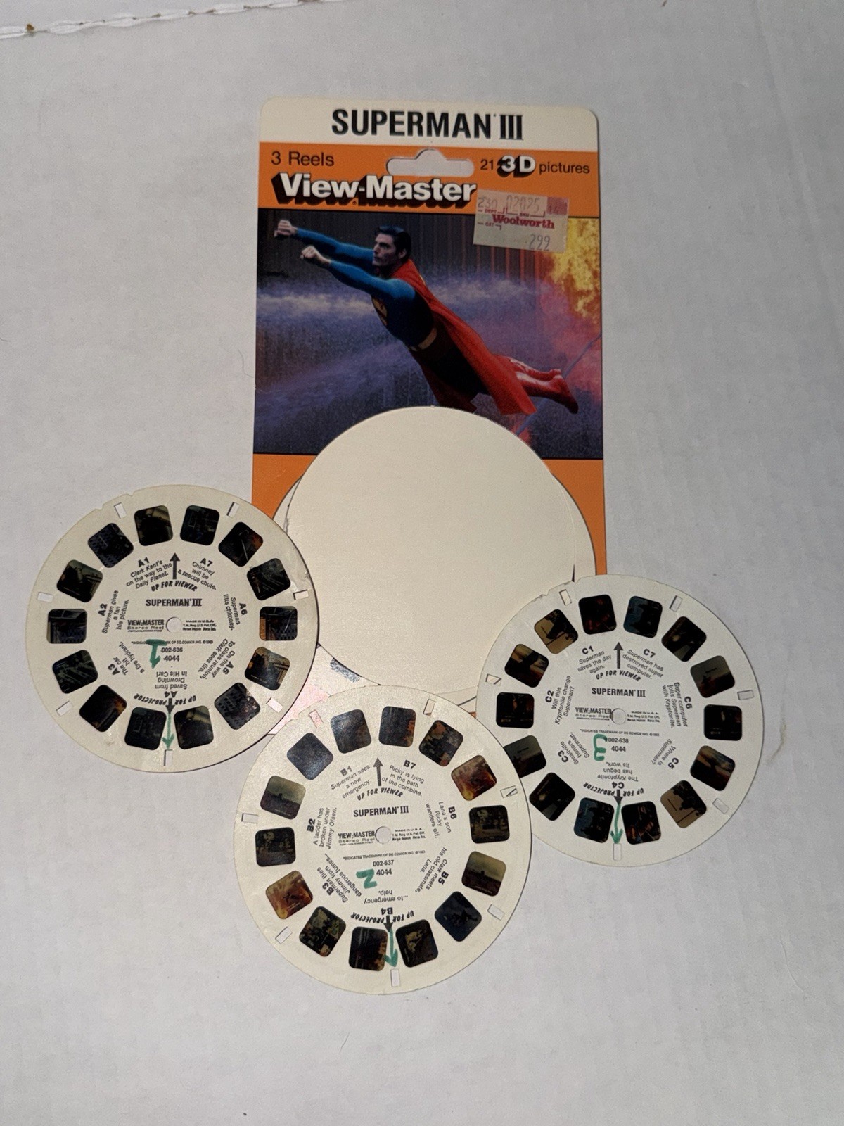 Vintage View Master Reels Superman III With Original Pkg Cardboard