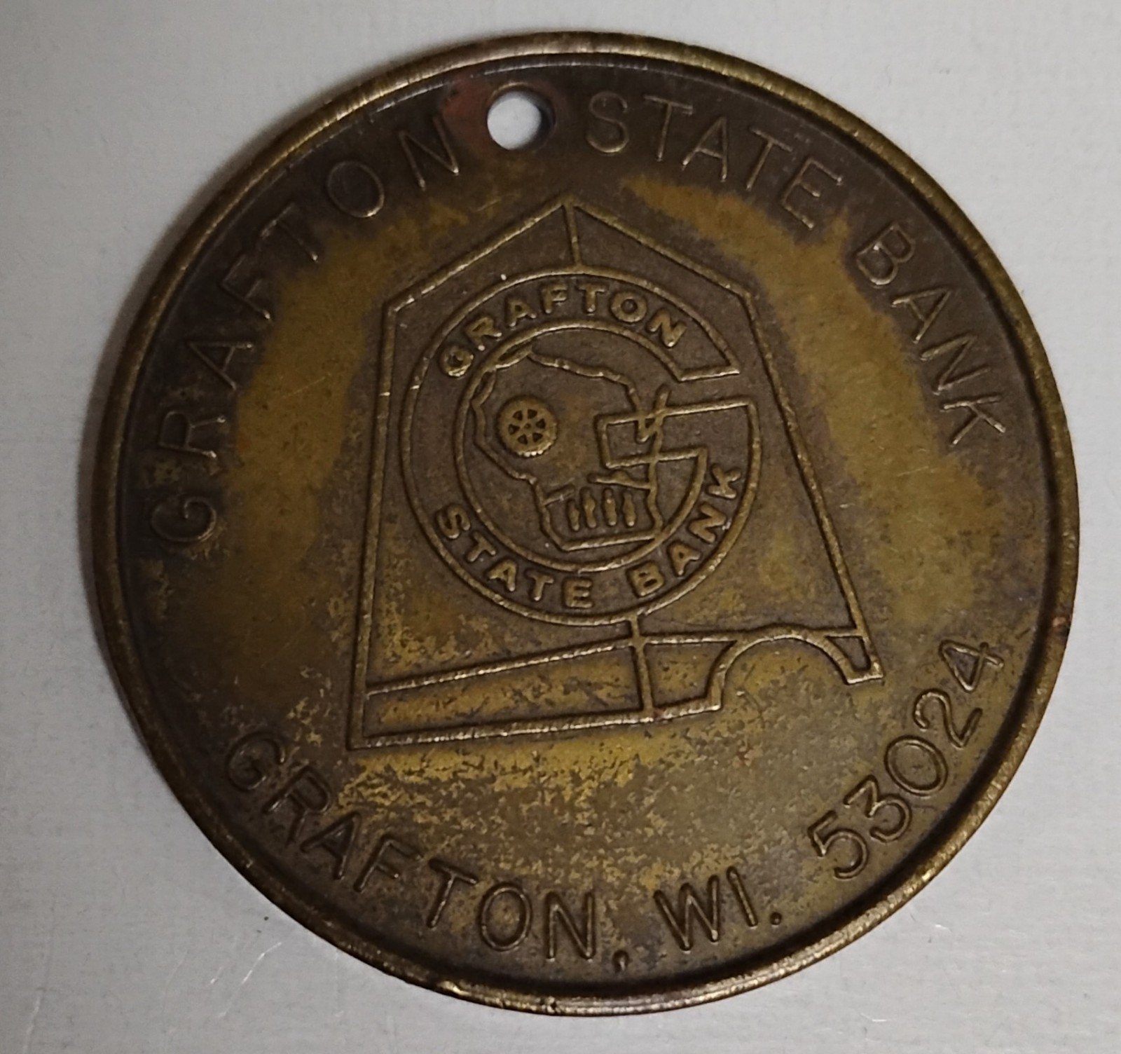 Vintage Grafton State Bank Grafton Wisconsin Key Fob Keychain