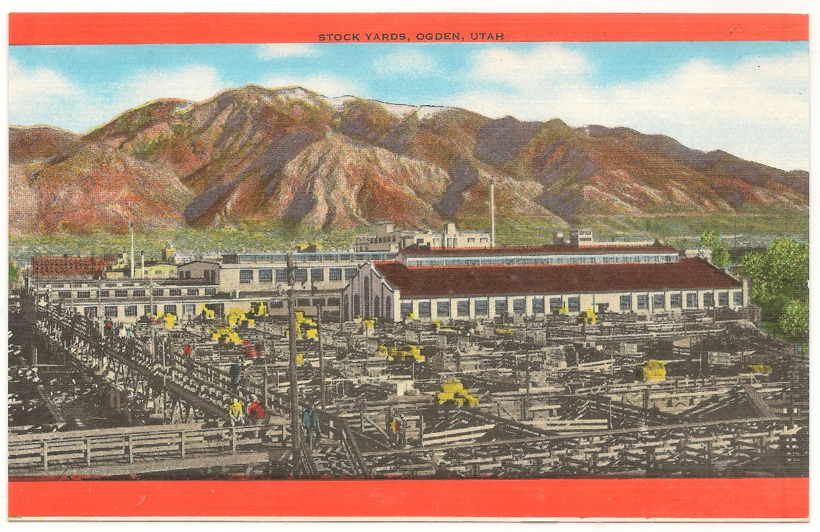 Stock Yards, Ogden, Utah, Unused, Unposted Vintage c1940's Linen Postcard Stock Yards, Ogden, Utah, Unused, Unposted Vintage c1940's Linen Postcard