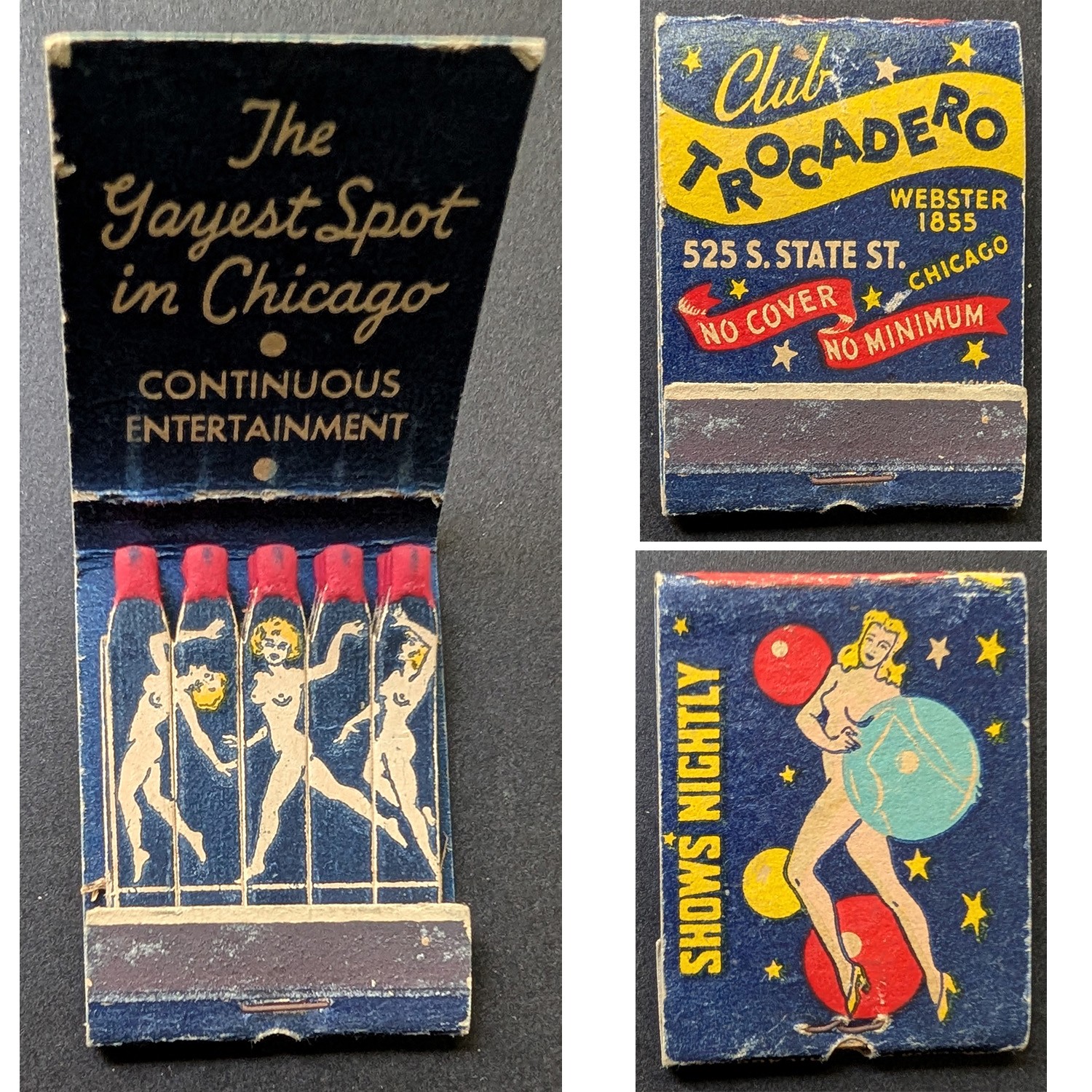 Girlie Feature Matchbook Club Trocadero Chicago IL Girlie Feature Matchbook Club Trocadero Chicago IL
